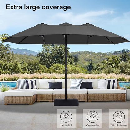 MASTERCANOPY Patio Outdoor Umbrella,15FT Double Sided Large Umbrella with Base