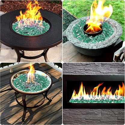 Mr. Fireglass 10 Pounds Fire Glass - 1/2 Inch High Luster Reflective Tempered Glass Rocks for Fireplace Fire Pit Table and Landscaping, Light Green