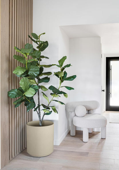 Veradek Round Demi Planter Pots for Indoor/Outdoor Garden Use, Made from Plastic-Concrete Mix with Drainage Holes, Perfect for Small to Large Succulent Plants, Flowers, Modern Interior Plants