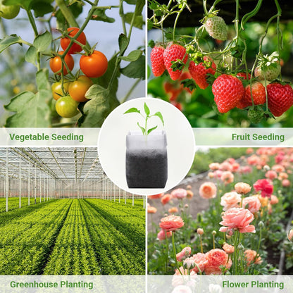 GREANER Nursery Growing Bags - 7.8x10.2 inches, 100PCS Non-Woven Biodegradable Plant Nursery Bags, Seed Starting Pots Pouches for Vegetables, Flowers, Fruits, Trees, Home Garden Supply