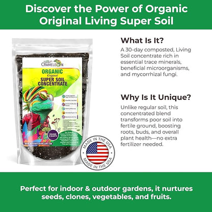 Organic Original Super Soil Concentrate with Mycorrhizae – Living Soil Boosts Roots & Buds for Seeds & Clones - Indoor & Outdoor Growing - Mix 1:4 with Topsoil Potting Soil (2 quarts)