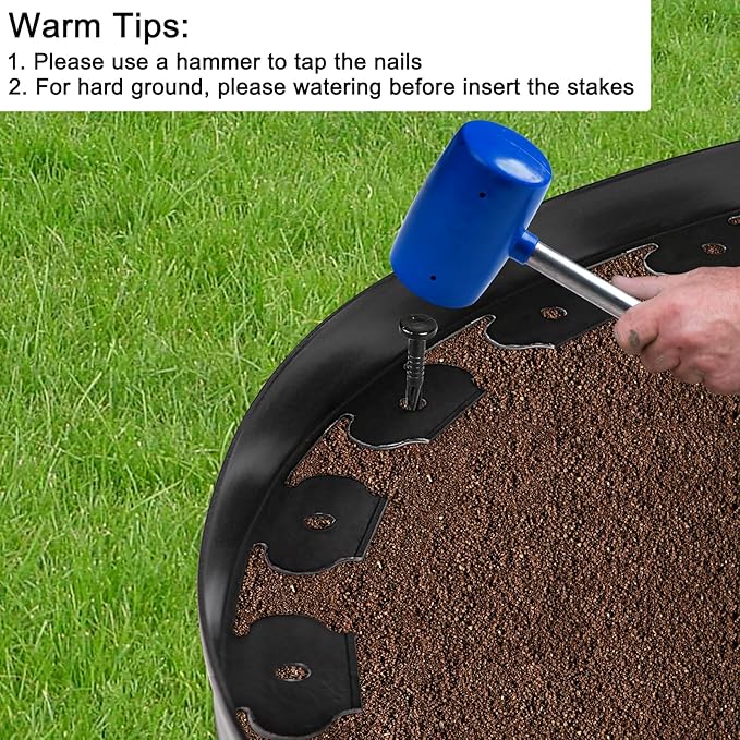 JERIA 2 Inch Tall 100 FT Garden Edging Kit with 120pcs Spikes, Plastic Edging for Landscaping