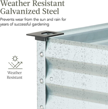 Best Choice Products 48x24x30in Galvanized Raised Garden Bed, Metal Elevated Planter Box, Vegetable Garden for Backyard, Patio, Balcony - Silver