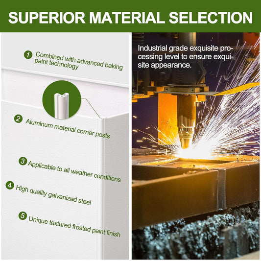 Planter Box Rectangular Block - 24×16×12IN Galvanized Steel Metal Long Box Planter Easy Installation Modern Outdoor Tall Planters All-Weather Use with Drainage Holes for Patio/Porch(White)