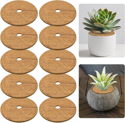 ZeeDix 10 Pack 6 Inch Coconut Fiber Mulch Ring, 100% Natural Coco Coir Tree Ring Mulch Mat Plant Protector Mat, Coconut Coir Discs Plant Pot Soil Cover for Indoor Outdoor Plants, Flower Pot Decoration