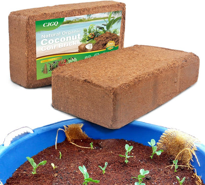 Coco Coir Brick for Organic Coconut Soil - 2 Pack With Low EC & PH Balance - High Expansion Fiber for Herbs & Flowers - Renewable Planting Medium