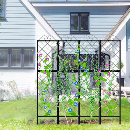 Zhongma 2 Pack Metal Garden Trellises for Climbing Plants, 77.2 Inch Tall Metal Fence Plant Support Trellis for Flower and Vagetable