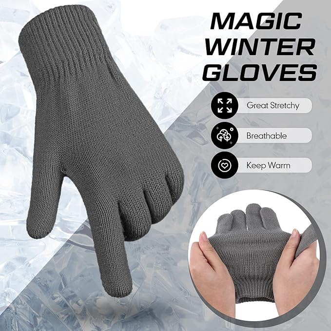 SATINIOR Magic Winter Gloves Unisex Gloves Knit Stretchy Mitten Full Fingers Warm Mitten for Men Women Sports