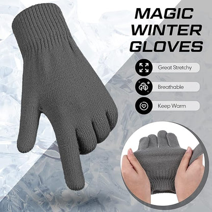 SATINIOR Magic Winter Gloves Unisex Gloves Knit Stretchy Mitten Full Fingers Warm Mitten for Men Women Sports