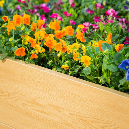 Woodgrain Series Raised Garden Bed, 4' x 4' Outdoor Wooden-Look Metal Planter Box for Gardening Vegetables Flowers Herbs
