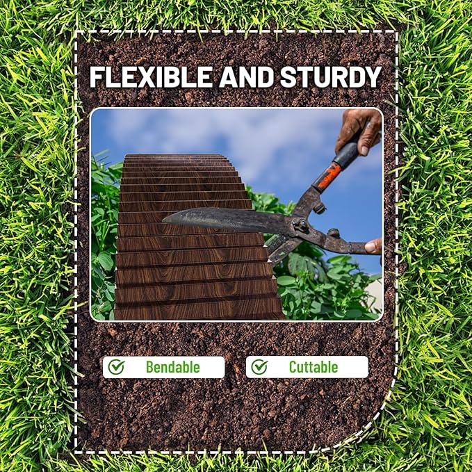 SnugNiture Corrugated Metal Garden Edging,8" x 20' Landscape Edging Border,Sturdy Metal Lawn Edging for Landscaping, Garden,Flower Bed and Yard