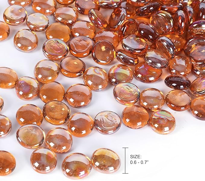 11LB Amber Flat Glass Marbles for Vase Filler, Aquariums, Hydroponics, Home Decor & DIY Crafts