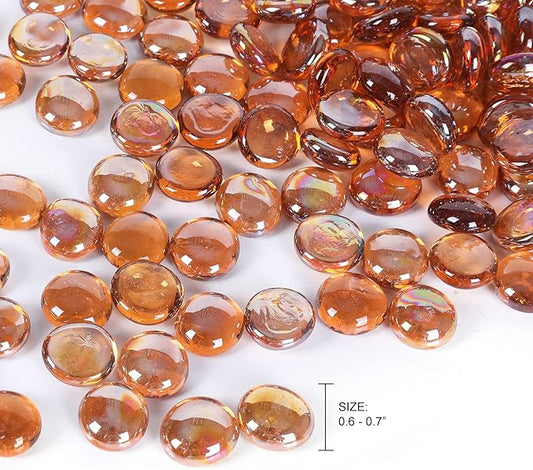 11LB Amber Flat Glass Marbles for Vase Filler, Aquariums, Hydroponics, Home Decor & DIY Crafts
