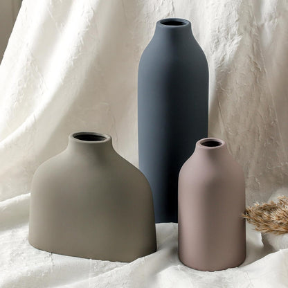 Ceramic Vase Set of 3,Flower Vase Home Decor,Modern Farmhouse Decor, Pampas Grass Dried Fresh Flowers,Bedroom,Living Room,Bookshelf Decoration, Centerpiece Table Boho Decor.