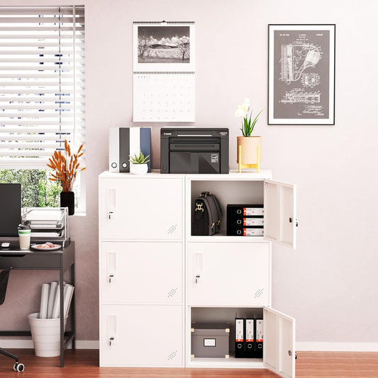 3 Door Vertical Stackable Storage Cabinet with Lock,Anti-Failing Device, Metal Lcoker,Organizer for Office, Home, Gym, School,Employee,Kids. (White)