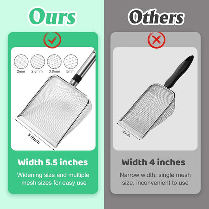 Adnee 2 Pcs Gardening Soil Sifter-Garden Sieve Sifter with Handle (3.8/5 mm Mesh)-Portable Gardening Sifter for Gradening Sand Soil Dirt Compost