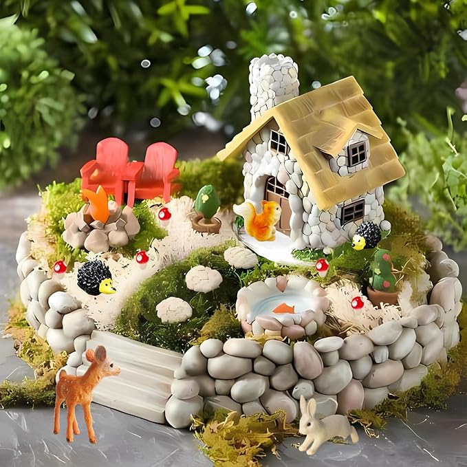 Fairy Garden Accessories, 28Pcs, Miniature Forest Kit, Tiny Resin Animal, Miniature Garden Figurines with Moss for DIY Craft, Desktop Decoration