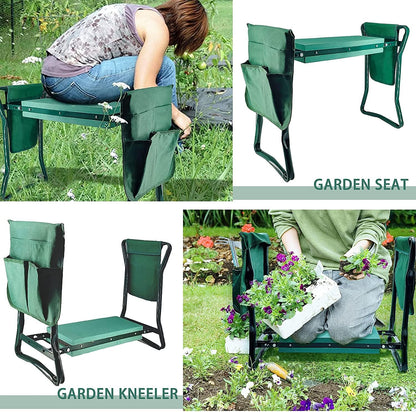 Foldable Garden Kneeler and Seat with 2 Gardening Tool Pouches Multiuse Bench with Soft Kneeling Pad,Gardening Gifts for Women Men Gardener Parent Elders Christmas