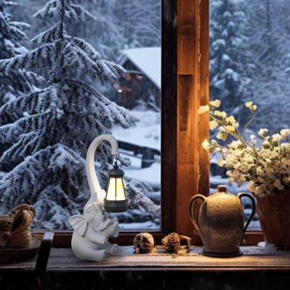 Garden Decoration, Figurine, Lawn Statue, Sculpture Ornament, Animal Figurine - Cat Resin Statue with Lantern (Chest)