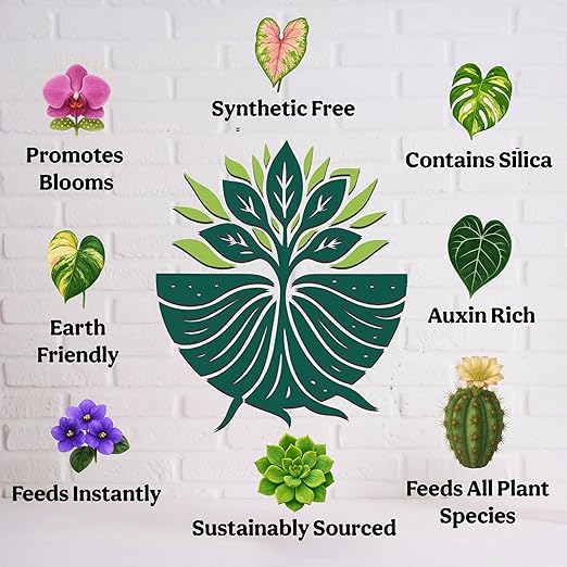 Organic Liquid Indoor Plant Food, Houseplant, Tropical & All-Purpose Indoor Plant Fertilizer, Organic Liquid Fertilizer 5-5-5 with Sea Kelp, 8oz Treats 50 Gallons