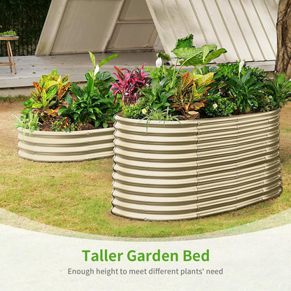 Land Guard 6x3x3ft Oval Galvanized Raised Garden Beds, Large-Capacity Metal Planter Box Outdoor, Durable Deep Raised Garden Bed 3ft Tall, Raised Beds for Gardening Vegetables, Cream Yellow