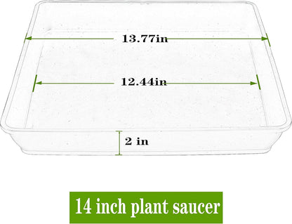 5 Pack Square Plant Saucer 14 Inch, Large Plant Saucers for Pots, Durable Plastic Plant Trays Plant Pot Saucers, Square Planters for Indoors and Outdoors Plants.