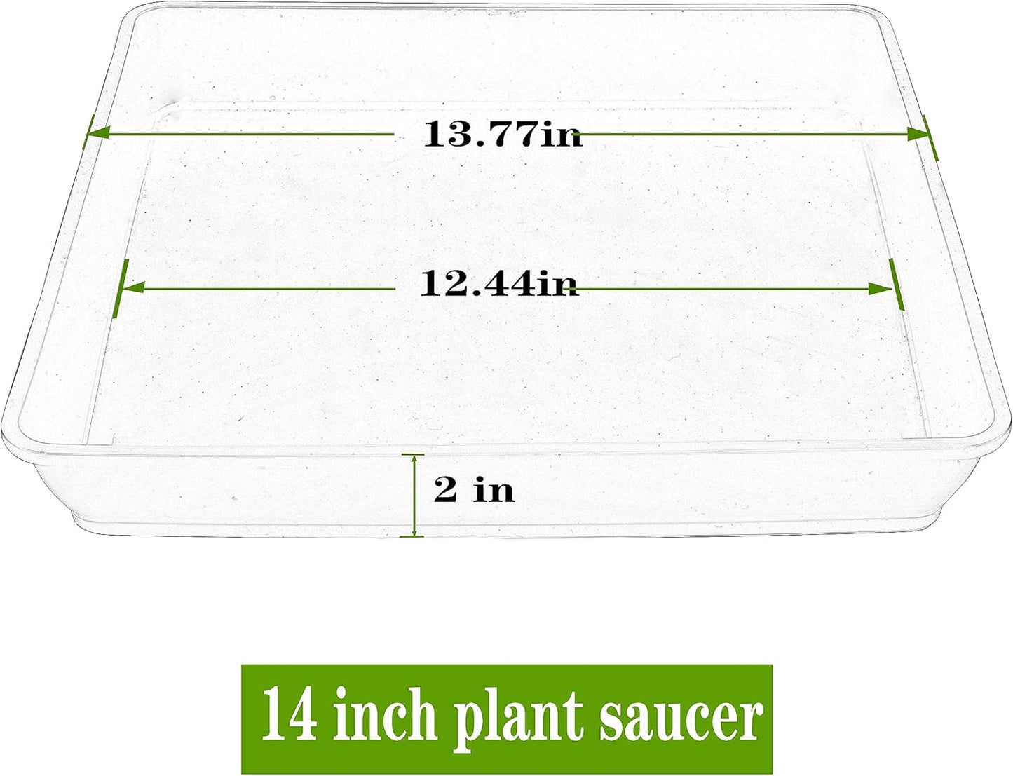 Square Plant Saucer 14 Inch 2 Pack, Durable Plastic Plant Trays Plant Pot Saucers, Square Planters for Indoors and Outdoors Plants, Garden Large Plant Saucers for Pots Black.