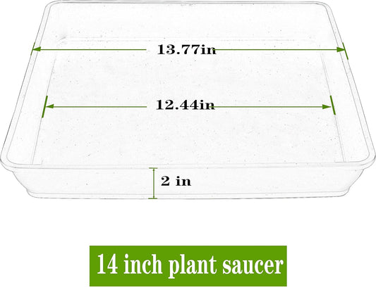 5 Pack Square Plant Saucer 14 Inch, Durable Plastic Plant Trays Plant Pot Saucers, Square Planters for Indoors and Outdoors Plants，Large Plant Saucers for Pots.