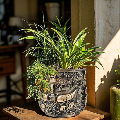 Tribal Vintage Face Planter,Lightweight Unique Plant Pots with Drainage,Eclectic Small Succulent Flower Planters Pots for Outdoor&Indoor Plants,Funny Garden Pot for Room Decor(5.5in)