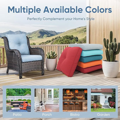 Patio Chair Cushions 6 Packs - Outside High Back Thick Cushion 22x24 for Outdoor Glider Rocking Chairs Loveseat 3-Seater Couch Sofa – Baby Blue/Buckle