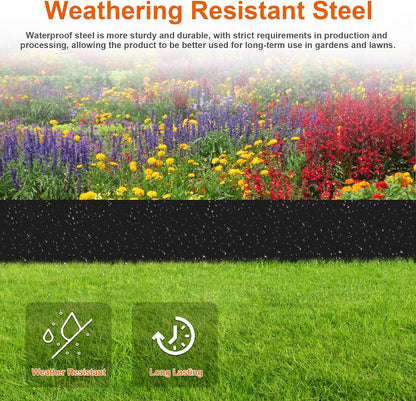 40" L X 7.5H Steel Landscape Edging, Heavy Duty Galvanized Steel Garden Edging,10 Pack Garden Edging Border for Lawn, Flower Bed, Yard (Black