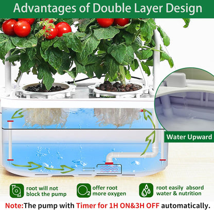Hydroponics Growing System kit with Trellis,Smart Hydroponic Gardening System with LED Grow Light, Indoor Hydroponic Garden Herb Grow Kit for Short Tomato,Pepper,Cucumber (6200LC)
