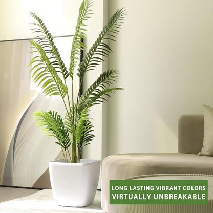 Dexceder 15x14 Self Watering Planter with Wheels Indoor Outdoor, Inner Mat Design, Thickened Large Floor Standing Flower Plant Pot with Water Level Indicator (White Matte)