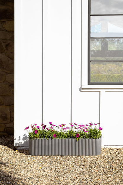 Veradek Demi Series Window Box Planter - Long Planter Box for Windowsill/Balcony | Durable Plastic-Stone Composite Material | Modern Décor for Flowers/Herbs