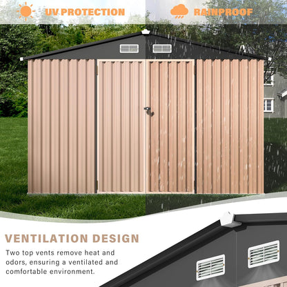 10x12 FT Metal Storage Sheds Outdoor, Metal Yard Sheds Garden Shed Kit, Tool Shed with Lockable Door, Utility Sheds Buildings with Air Vent for Backyard Garden Patio Lawn