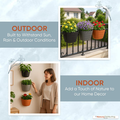 Terracotta Wall Planter – Self-Watering Hanging Garden Planter Indoor & Outdoor, 12 Inch Pot with Planter Grid for Flowers, Vegetables & Herbs – UV-Resistant, BPA-Free