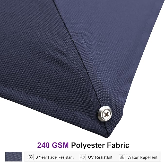 PURPLE LEAF 10 FT Cantilever Umbrella with Base Square Large Aluminum Outdoor Offset Patio Umbrella with 360° Rotation for Pool Garden Deck Backyard Navy Blue