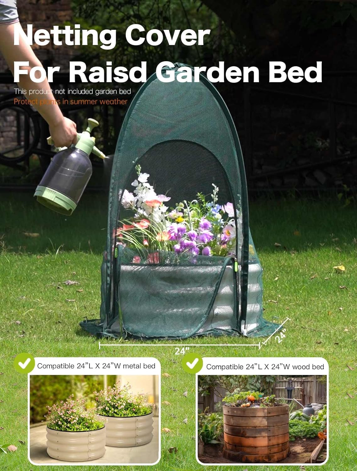 Pop up Gardening Net Cover,29.5x29.5x39.4 inches Pack of 2,Pest Guard Cover for Vegetables Fruits Durable Plant Gardening Net, Pop-Up Chicken Pen for Small Animals Outdoor Run and Pet Enclosure