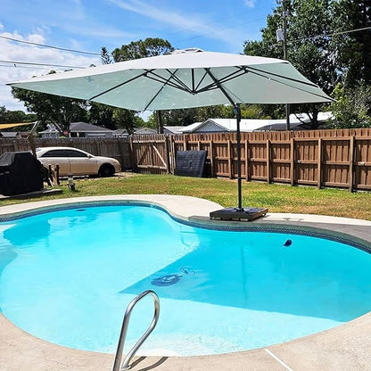 PURPLE LEAF 10' X 13' Patio Umbrella Large Rectangle Outdoor Aluminum Cantilever Umbrella with 3-Year Fade Resistance Recycled Fabric and 360-degree Rotation for Deck Pool Garden, Pebble Grey