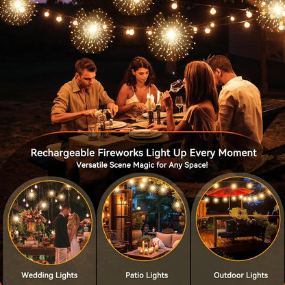 SeaShine 1200LED Fireworks Lights Outdoor, Rechargeable Hanging Fairy Starburst Lights, Waterproof Smart Firework Light with Remotes, 8 Modes, Timer for Garden Weddings Outdoor Christmas Decor 6 Pack