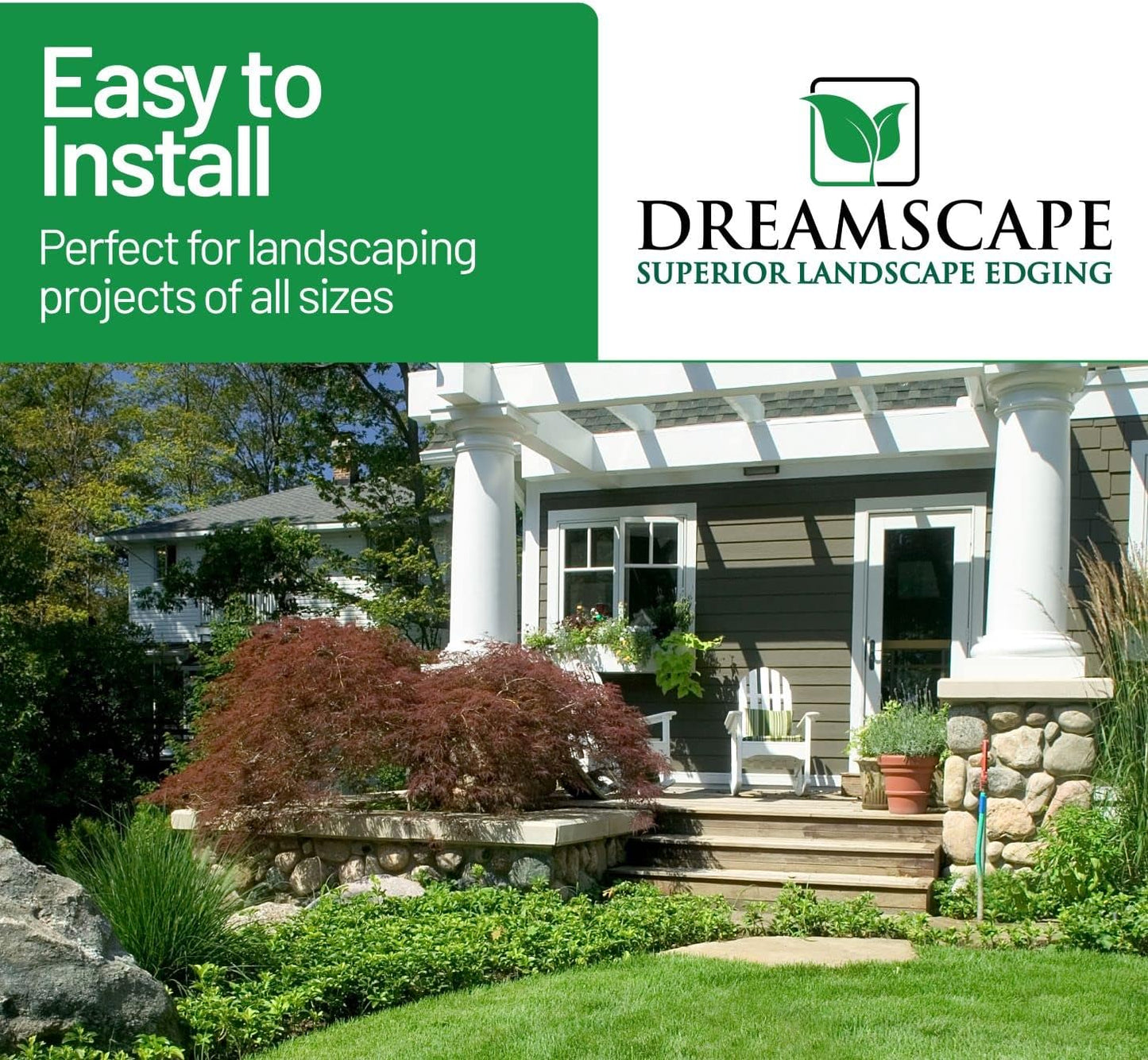 Dreamscape YardEdge Aluminum Landscape Edging - 8 Strips, 6ft Each (48ft Total), Green Duraflex Paint - Professional Quality Landscaping Border, Metal Divider for Lawn, Garden, Flowerbed