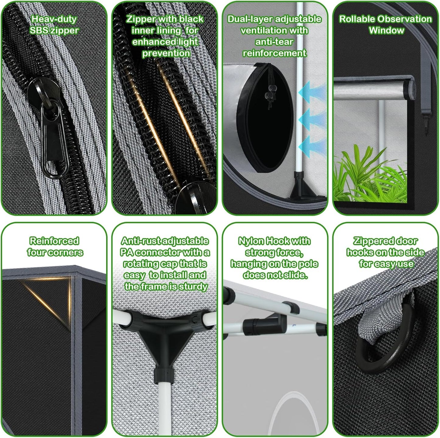 24"x24"x55" Grow Tent for Indoor Plants 600D Mylar Hydroponic High Reflective GrowTents for Plant Fruit Flower Veg Growing