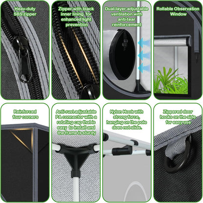 24"x24"x55" Grow Tent for Indoor Plants 600D Mylar Hydroponic High Reflective GrowTents for Plant Fruit Flower Veg Growing