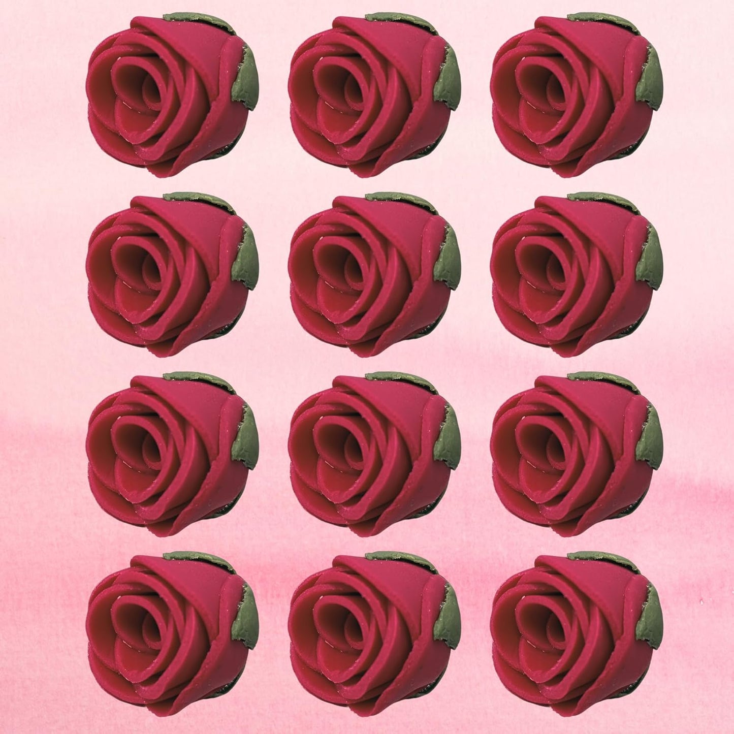 Confect Edible Flower | Edible Flower for cake decorations | Edible Flower Cupcake Toppers | Cupcakes & Doughnut Edible Toppers | Rich Deep Burgundy Sugar Flower- Pack of 12