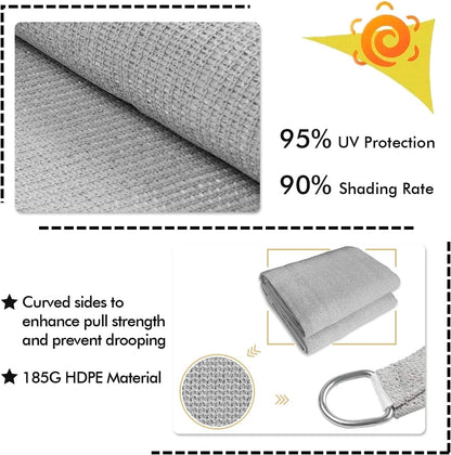 KANAGAWA Sun Shade Sail Curved 16'X20' Gray Rectangle Outdoor Shade Cover UV Blovk Canopy for Patio Garden Backyard Heavy Duty Permeable 185GSM (We Make Custom Size)
