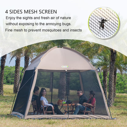 11x11 Ft Screen House Tent - Instant Pop Up Mesh Canopy Shelter with Waterproof & Sunshade Roof, Easy Setup for Camping, Backyard, Beach, Picnic
