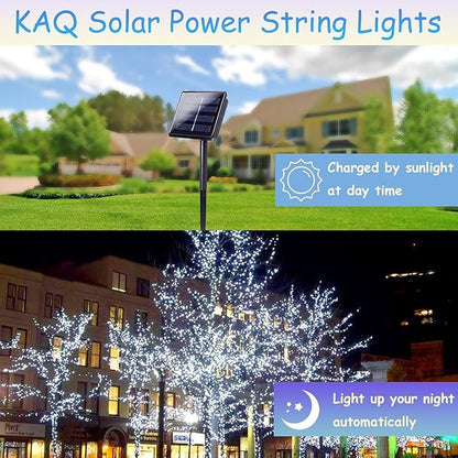 Upgrade 4Pack 400LED Solar String Lights for Outside, 132FT Solar Christmas String Lights Outdoor with 8 Modes, IP65 Waterproof Outdoor Twinkle Light, Garden Xmas Tree Christmas Decoration, Cool White