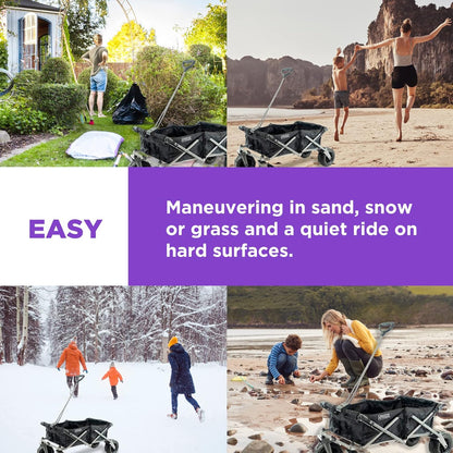 Creative Outdoor Push Pull Stroller Wagon, Beach Hauler XXL Deluxe with Canopy, Collapsible and Portable Heavy Duty Folding Cart, Supports up to 200lbs Weight Capacity, Giant 10" Wheels