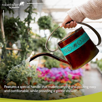 Headwind Willow Vintage Copper 0.5 Gallon Galvanized Decorative Metal Garden Watering Can for Indoor & Outdoor Plant Care – Vintage Gardening Plant Watering Can by Robert Allen