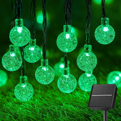 Brightown Solar String Lights Outdoor 60 Led 35.6 Feet Crystal Globe Lights with 8 Lighting Modes, Waterproof Solar Powered Patio Lights for Garden Yard Porch Wedding Party Decor (Green)